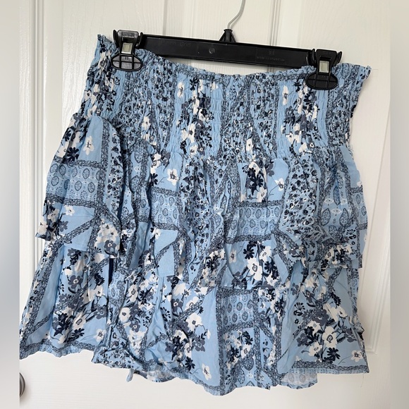 Wallflower Blue Ruffled Skater Mini Skirt - Picture 2 of 4